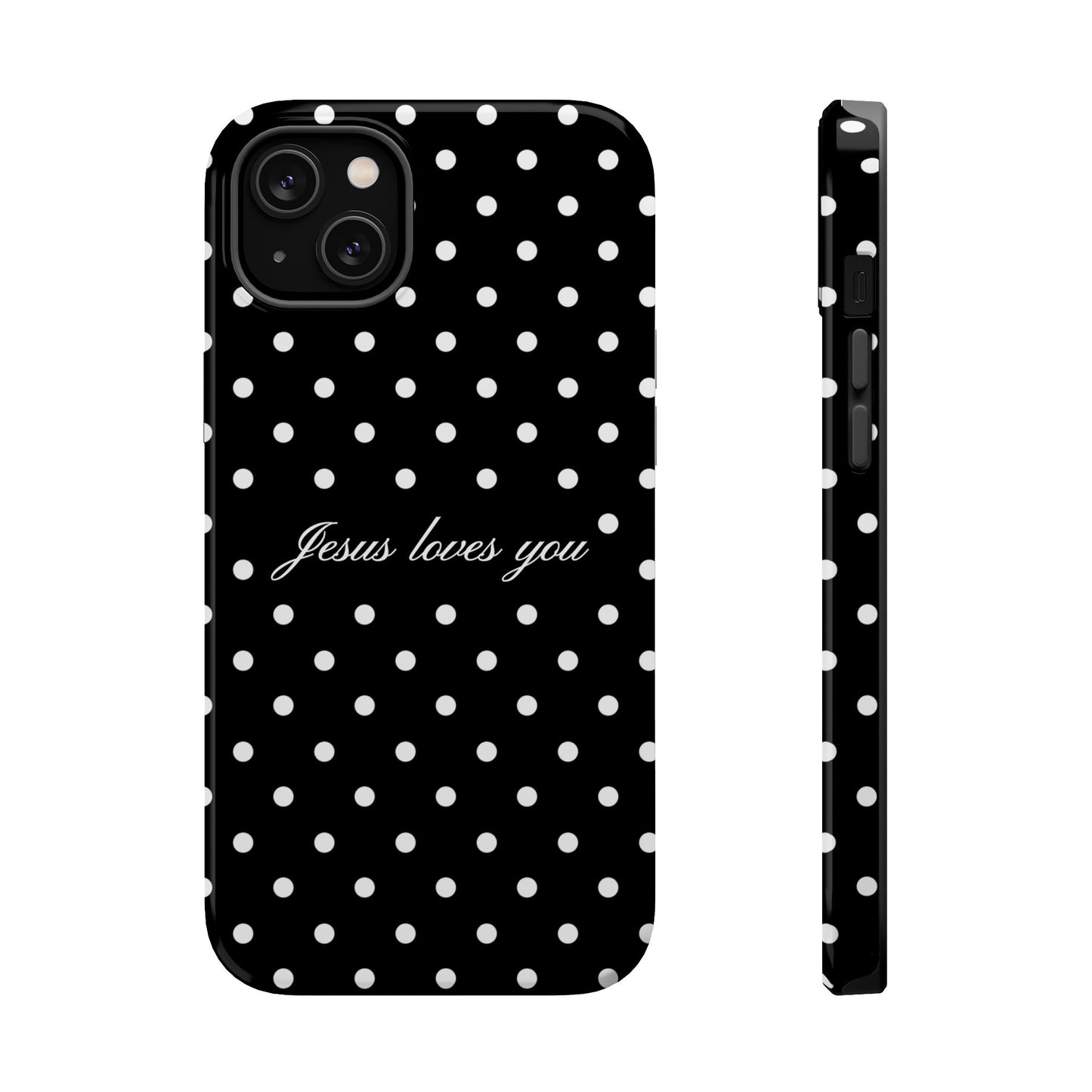 Jesus loves you Black Polka Dot Phone Case MagSafe