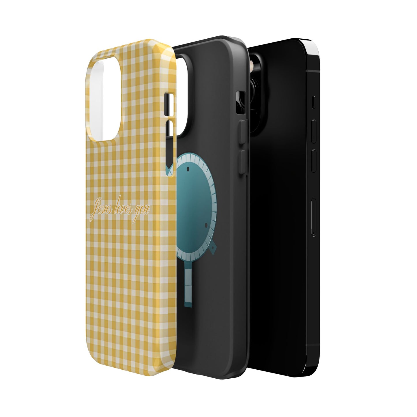 Jesus loves you Gingham Yellow Phone Case MagSafe