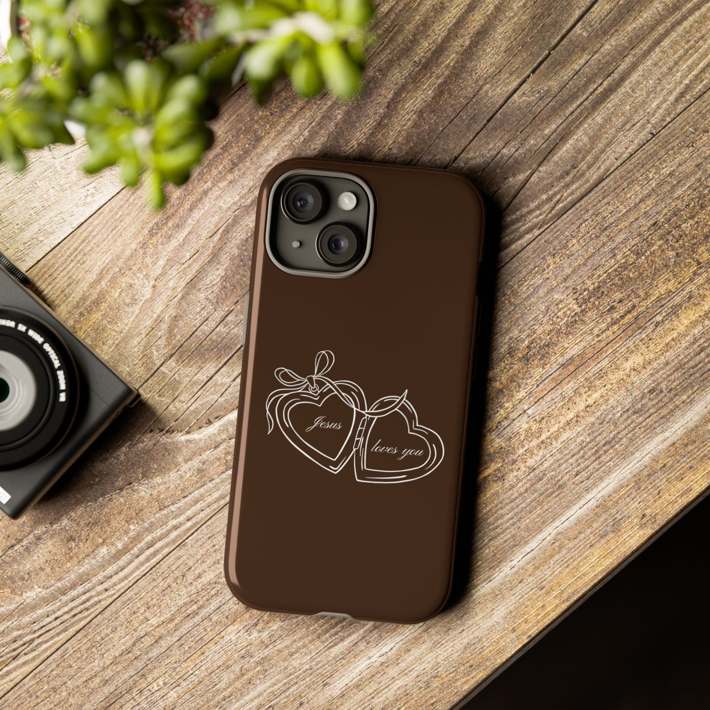 Jesus loves you Locket Espresso Phone Case