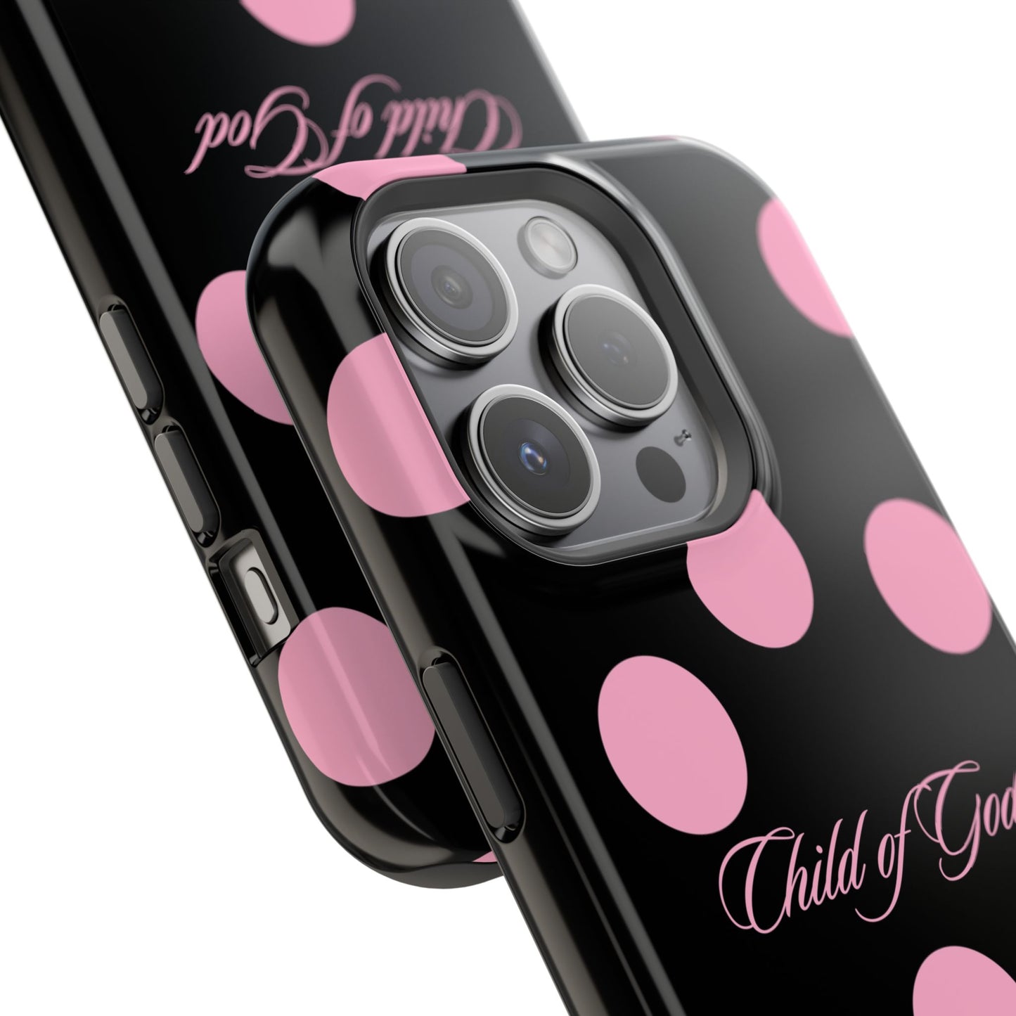 Child of God Pink and Black Polka Dot MagSafe Phone Case
