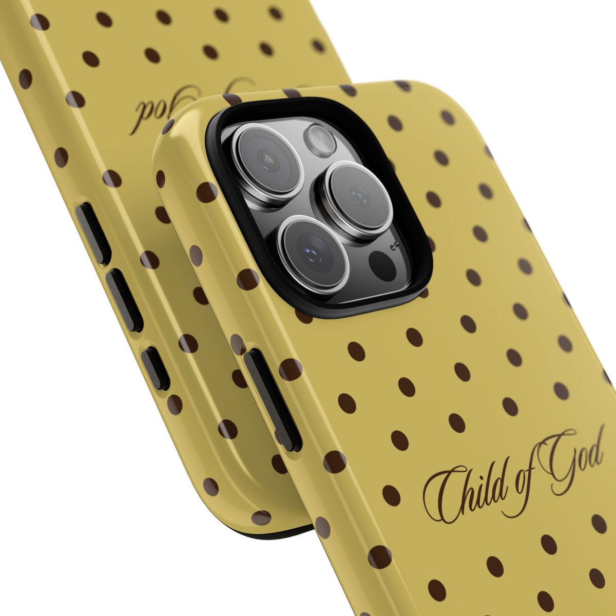 Child of God Brown & Yellow Polka Dot Phone Case
