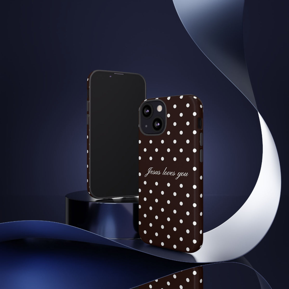 Jesus loves you Espresso Polka Dot Phone Case