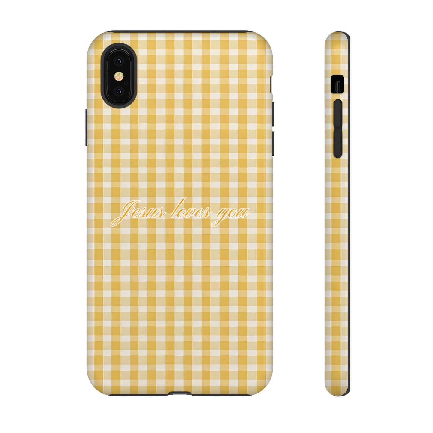 Jesus loves you Yellow Gingham Phone Case