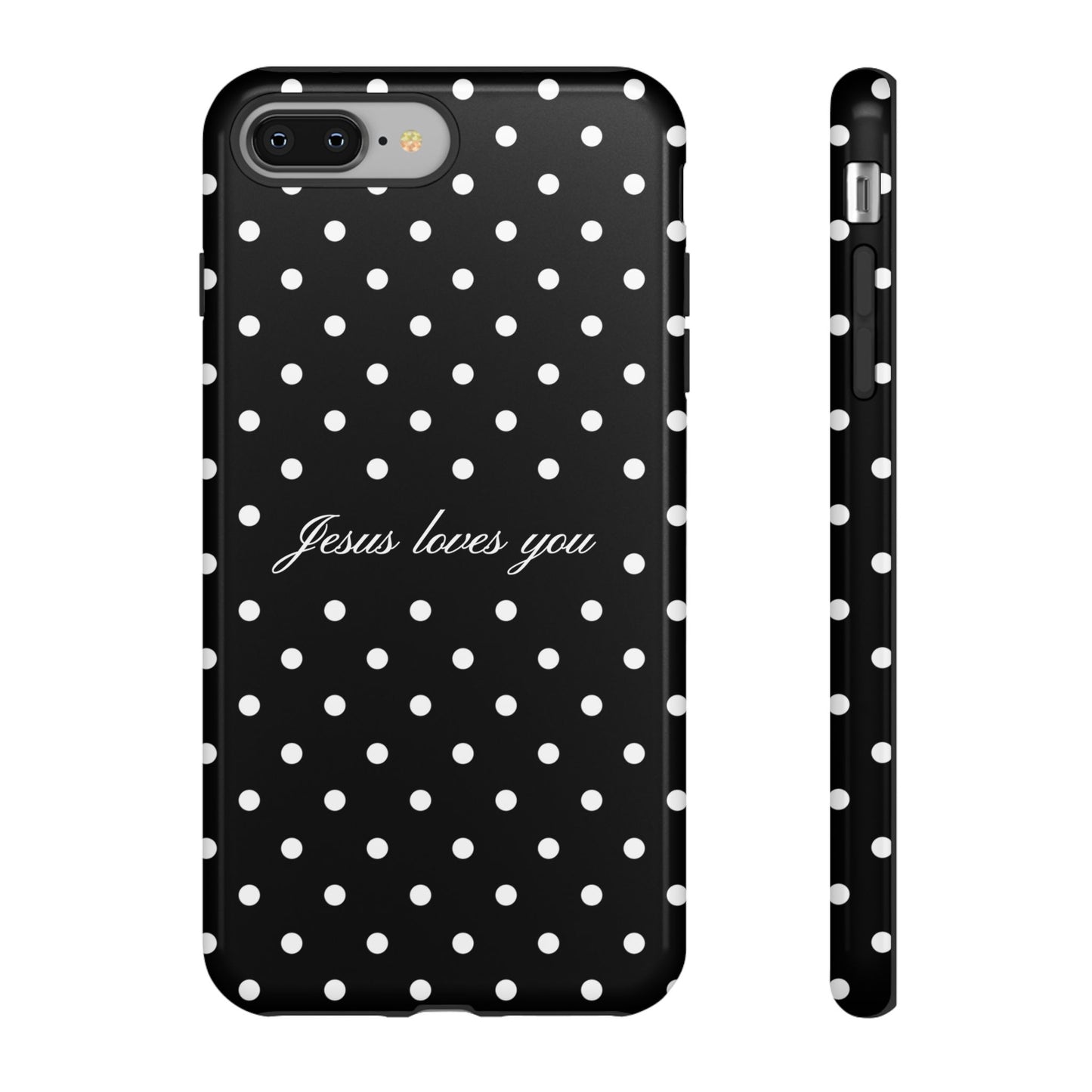 Jesus Loves You Black Polka Dot Phone Case