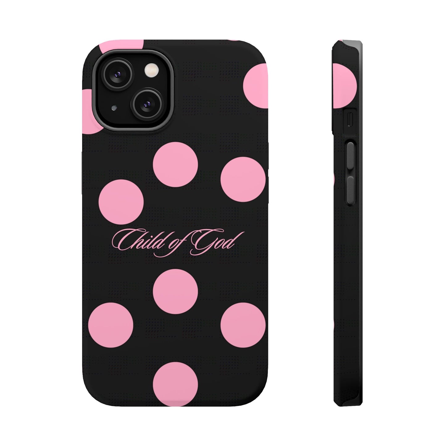 Child of God Pink and Black Polka Dot MagSafe Phone Case