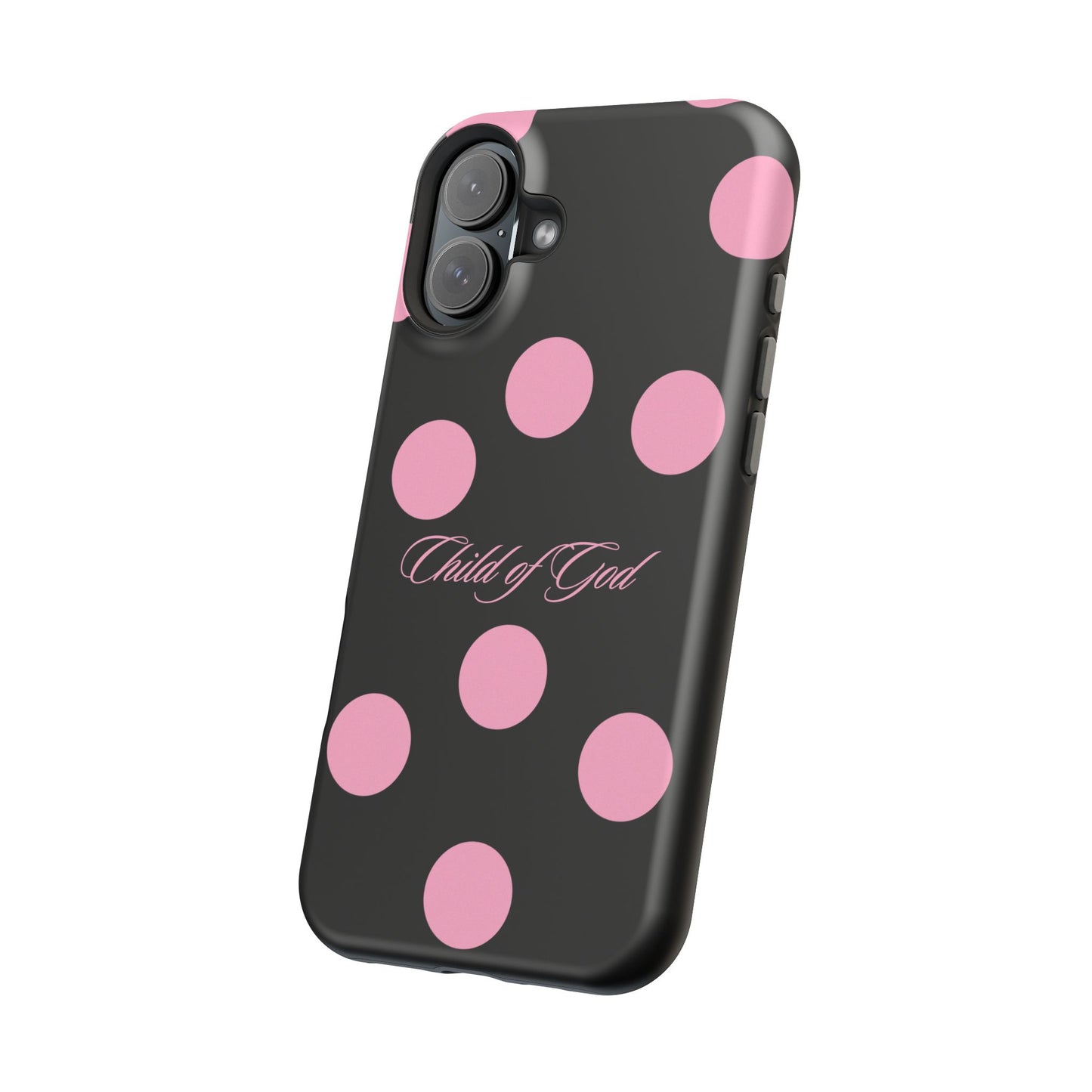 Child of God Pink and Black Polka Dot MagSafe Phone Case