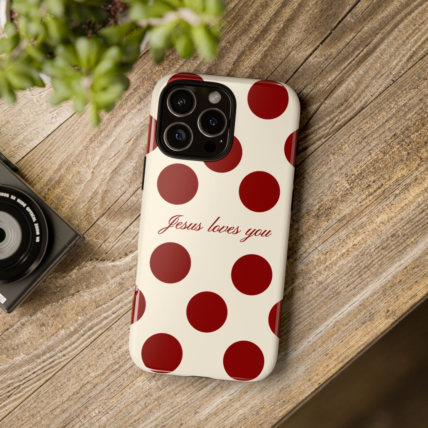 Jesus loves you Red and Créame Phone Case