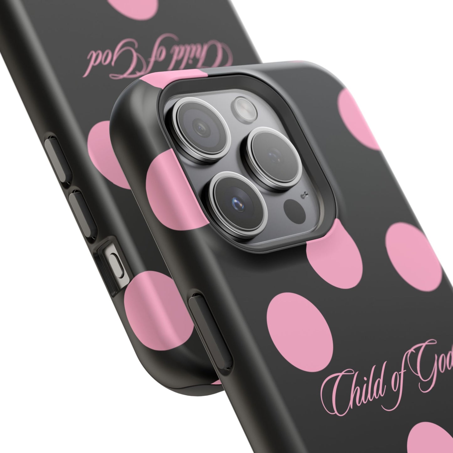 Child of God Pink and Black Polka Dot MagSafe Phone Case
