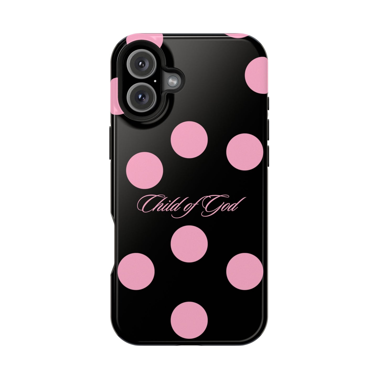 Child of God Pink and Black Polka Dot MagSafe Phone Case