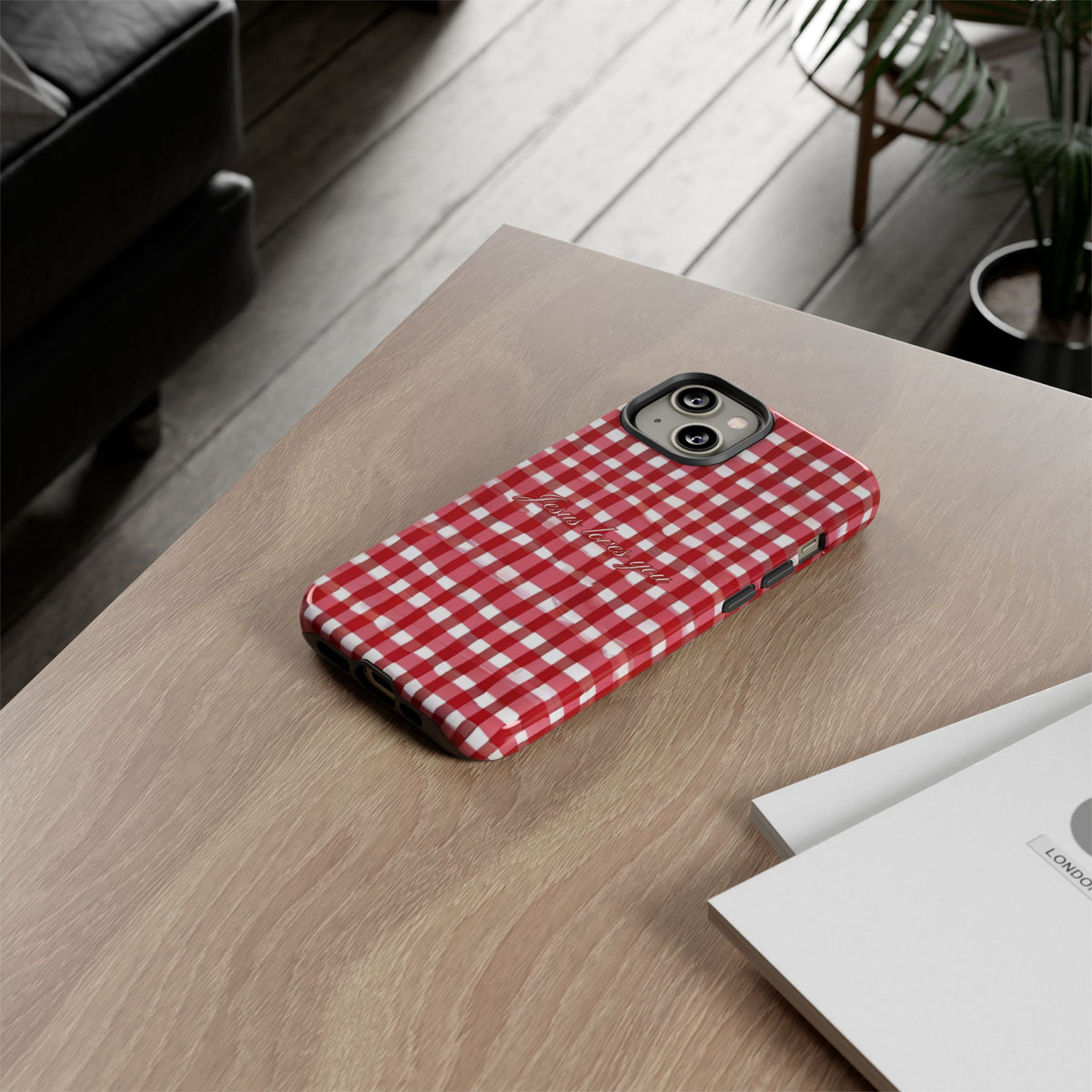 Jesus loves you Gingham phone case