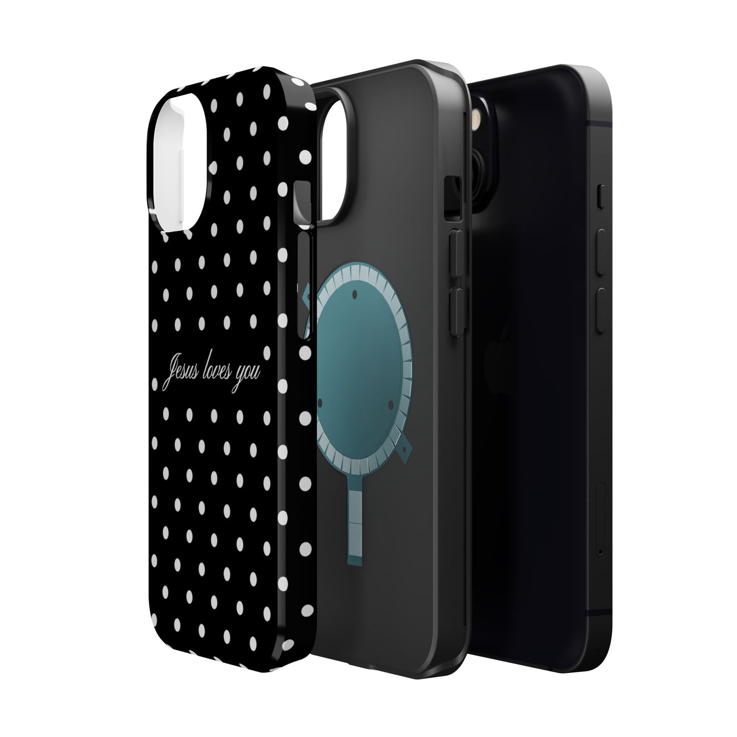 Jesus loves you Black Polka Dot Phone Case MagSafe