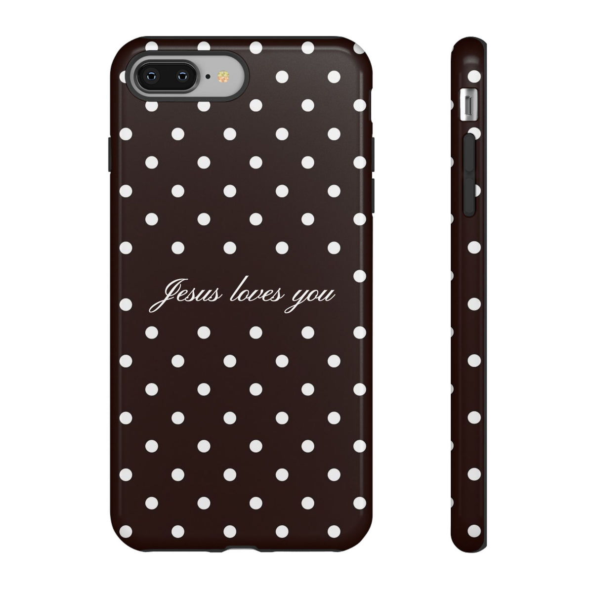 Jesus loves you Espresso Polka Dot Phone Case