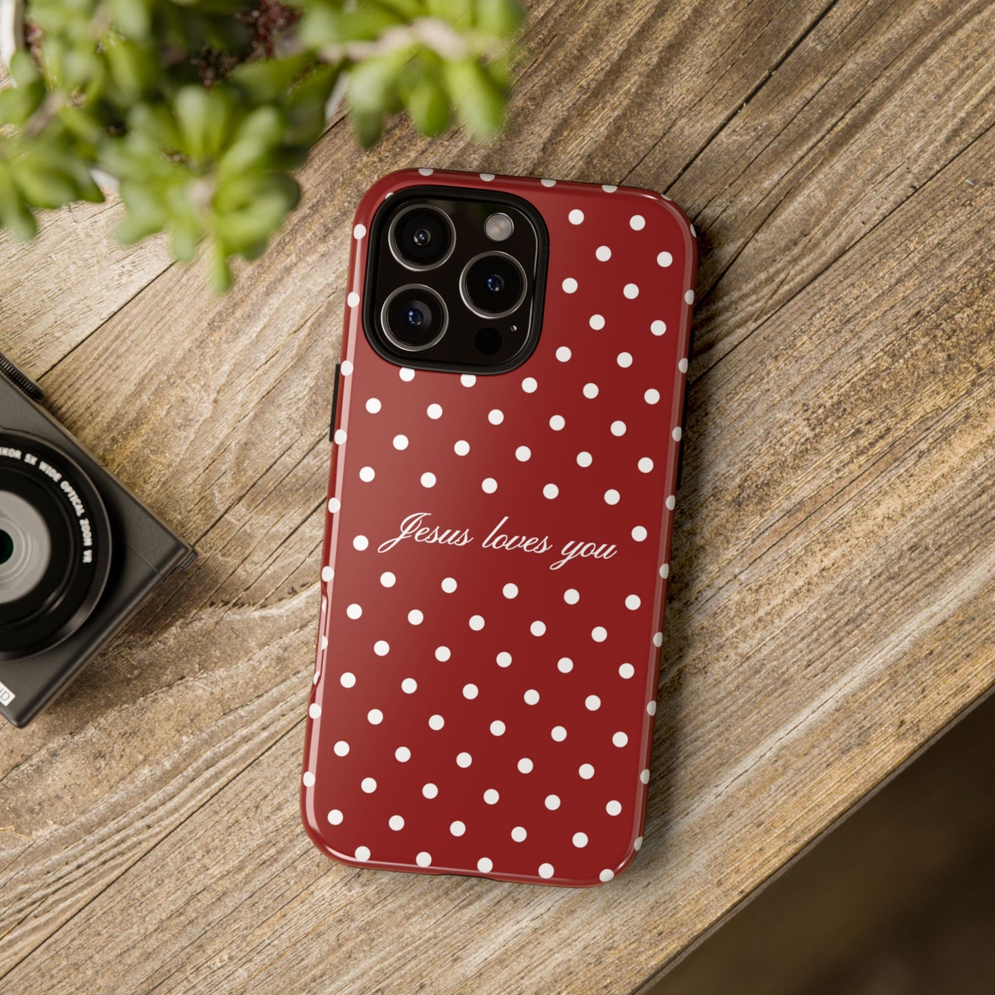 Jesus loves you Red Polka Dot Phone Case