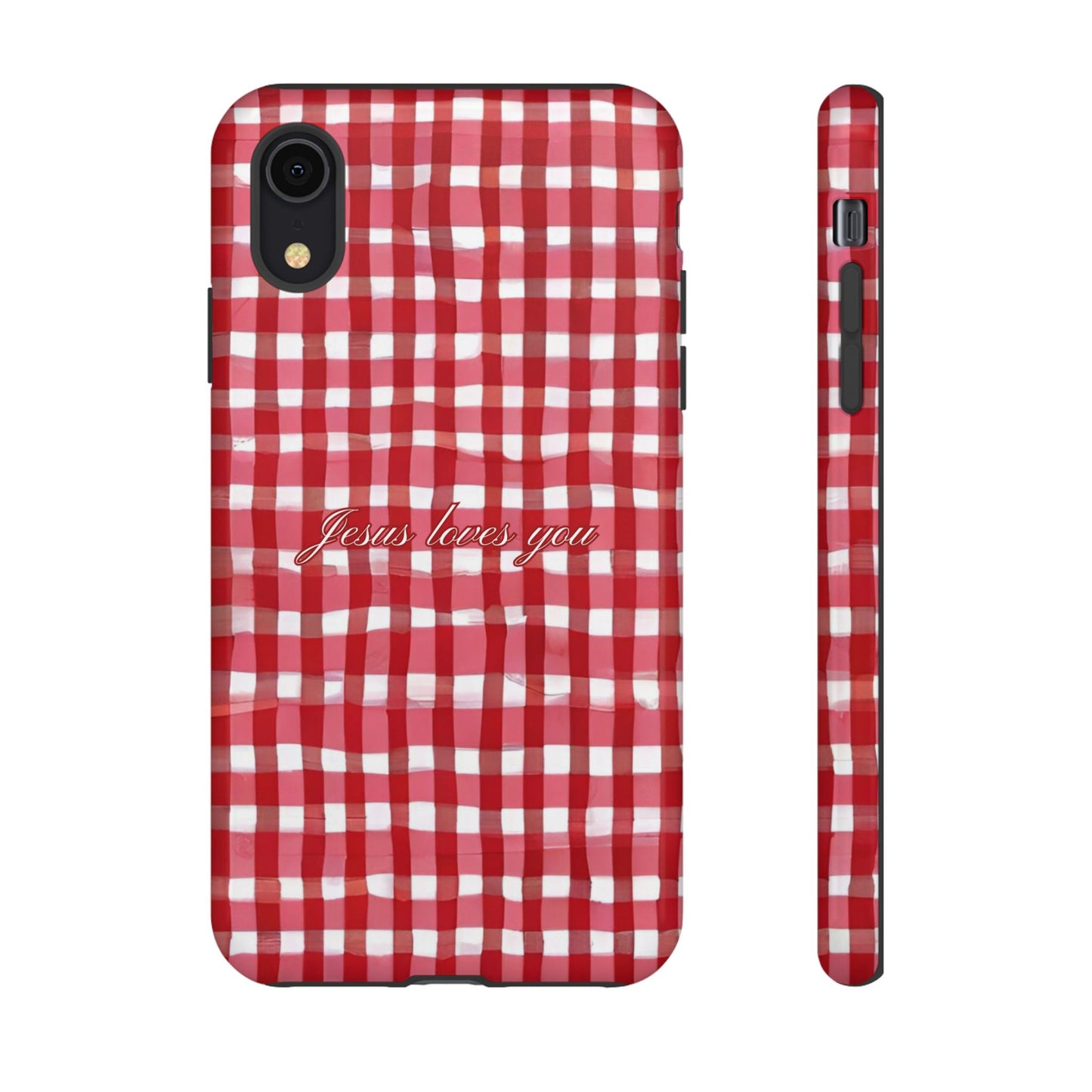 Jesus loves you Gingham phone case
