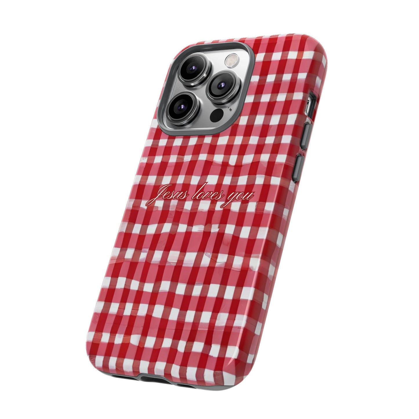 Jesus loves you Gingham phone case