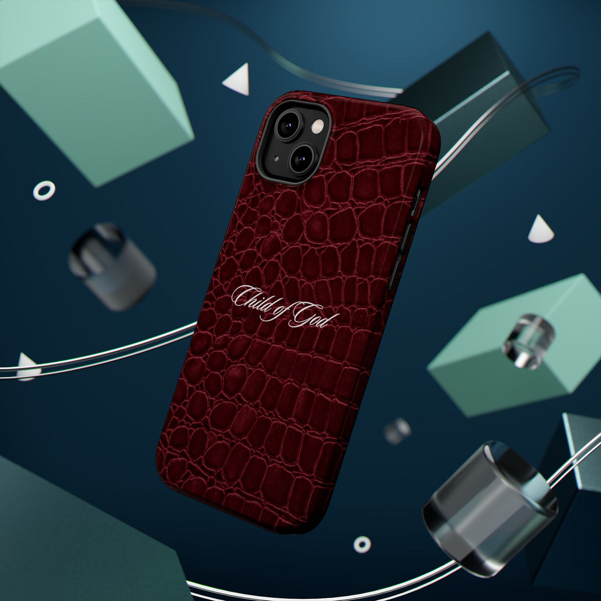 Child of God Burgundy Croc MagSafe Phone Case