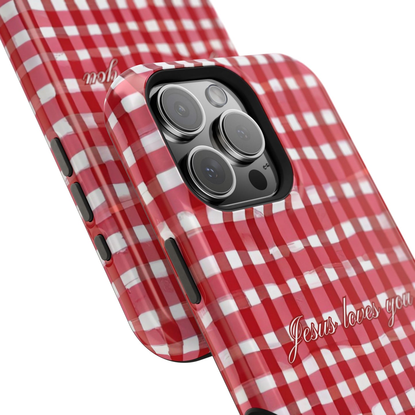 Jesus loves you Gingham MagSafe Phone Case