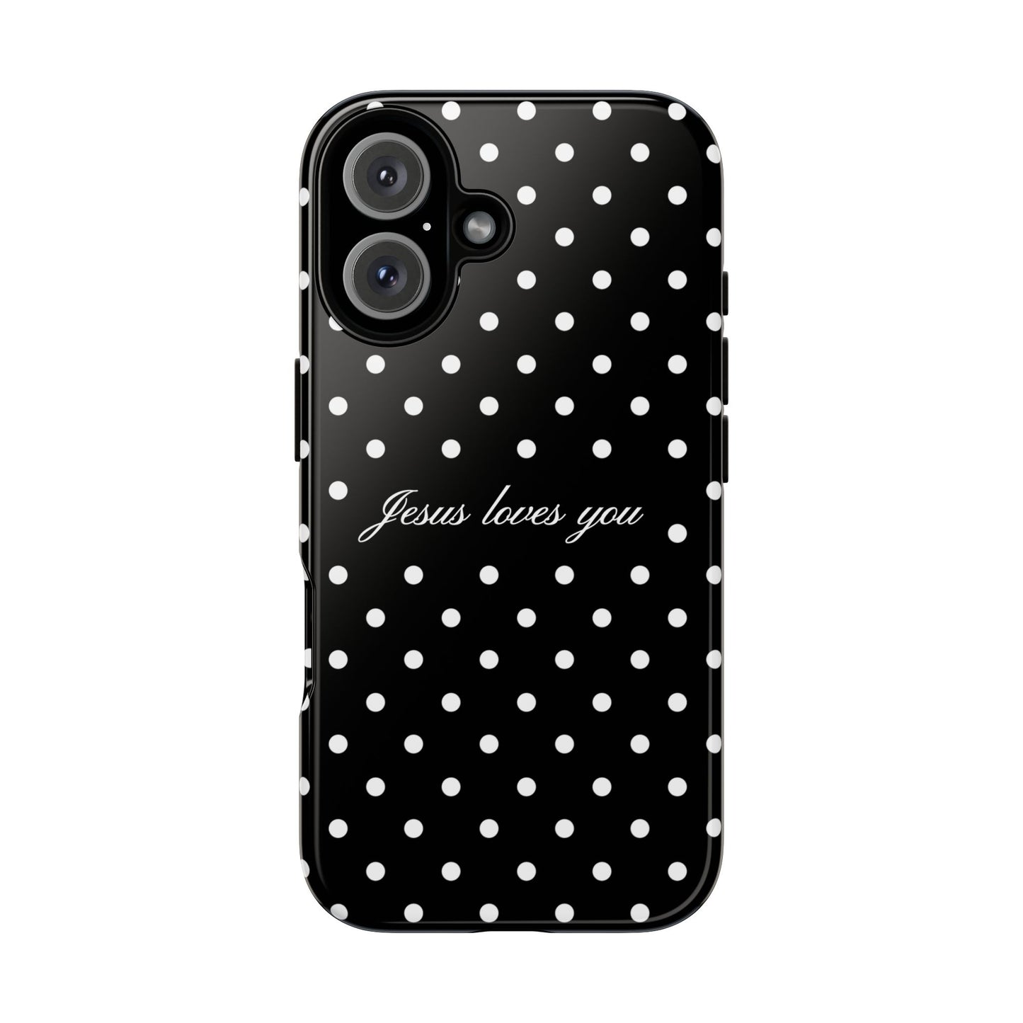 Jesus Loves You Black Polka Dot Phone Case
