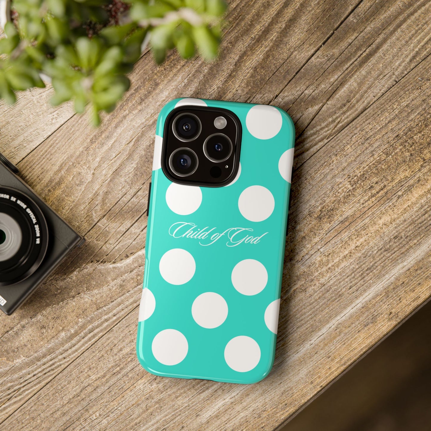 Child of God Turquoise Polka Dot Phone Case