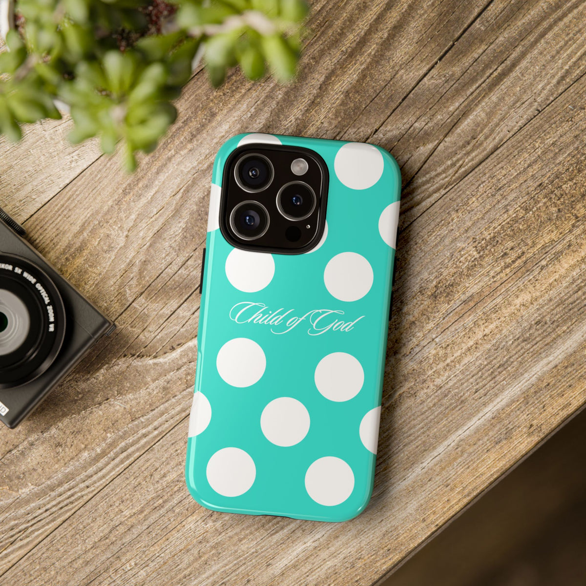 Child of God Turquoise Polka Dot Phone Case