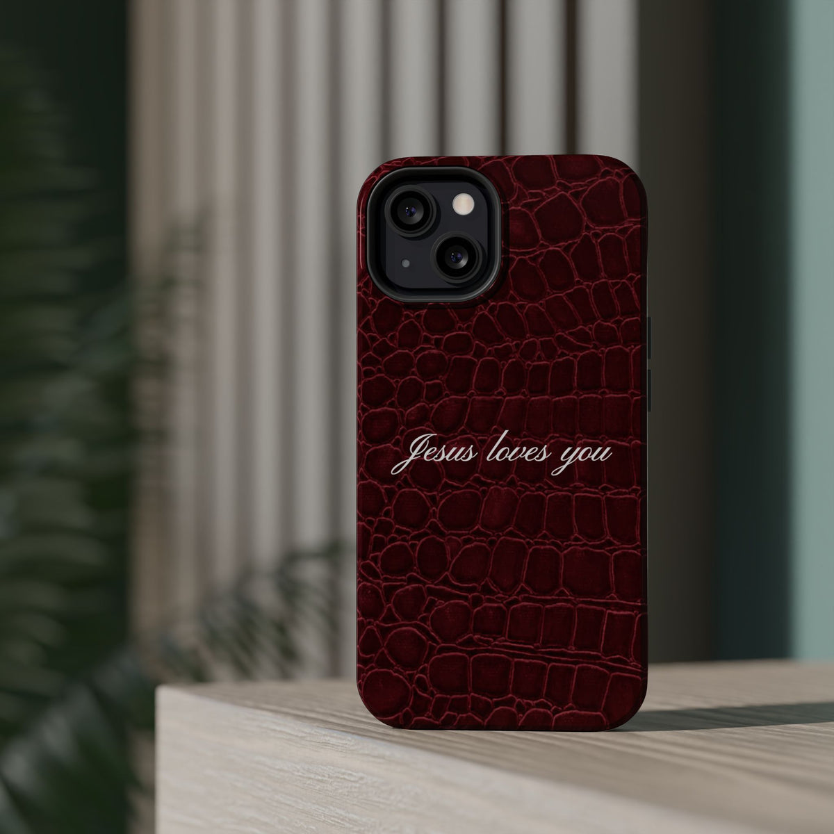Jesus loves you Burgundy Croc MagSafe Phone Case