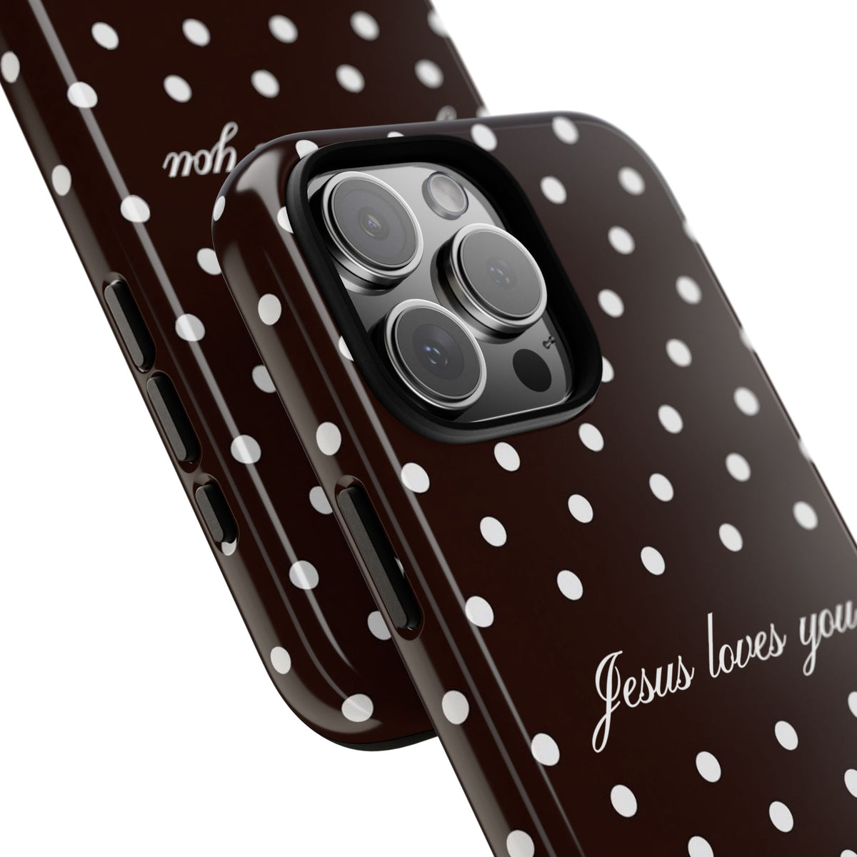 Jesus loves you Espresso Polka Dot Phone Case