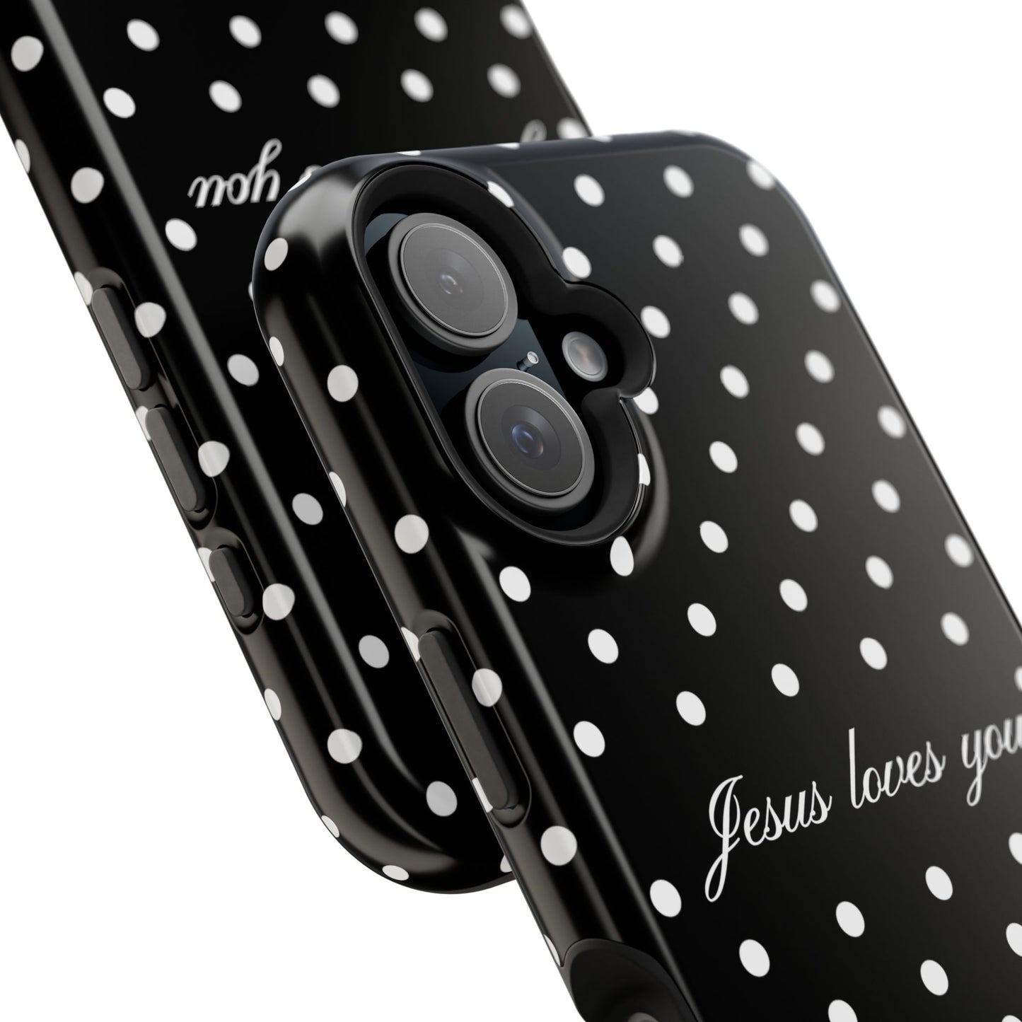Jesus loves you Black Polka Dot Phone Case MagSafe