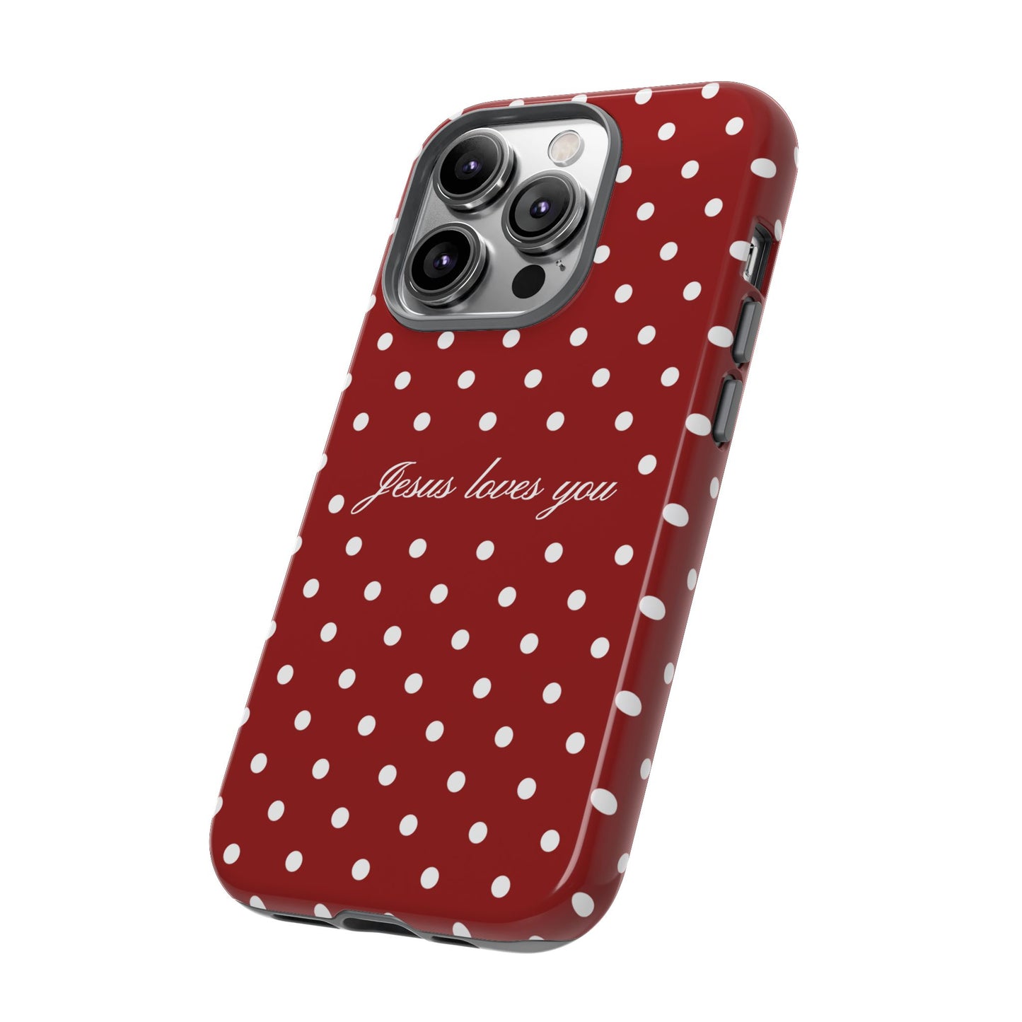 Jesus loves you Red Polka Dot Phone Case
