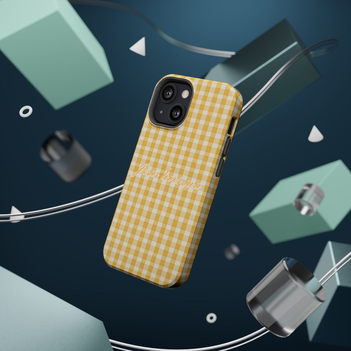 Jesus loves you Gingham Yellow Phone Case MagSafe