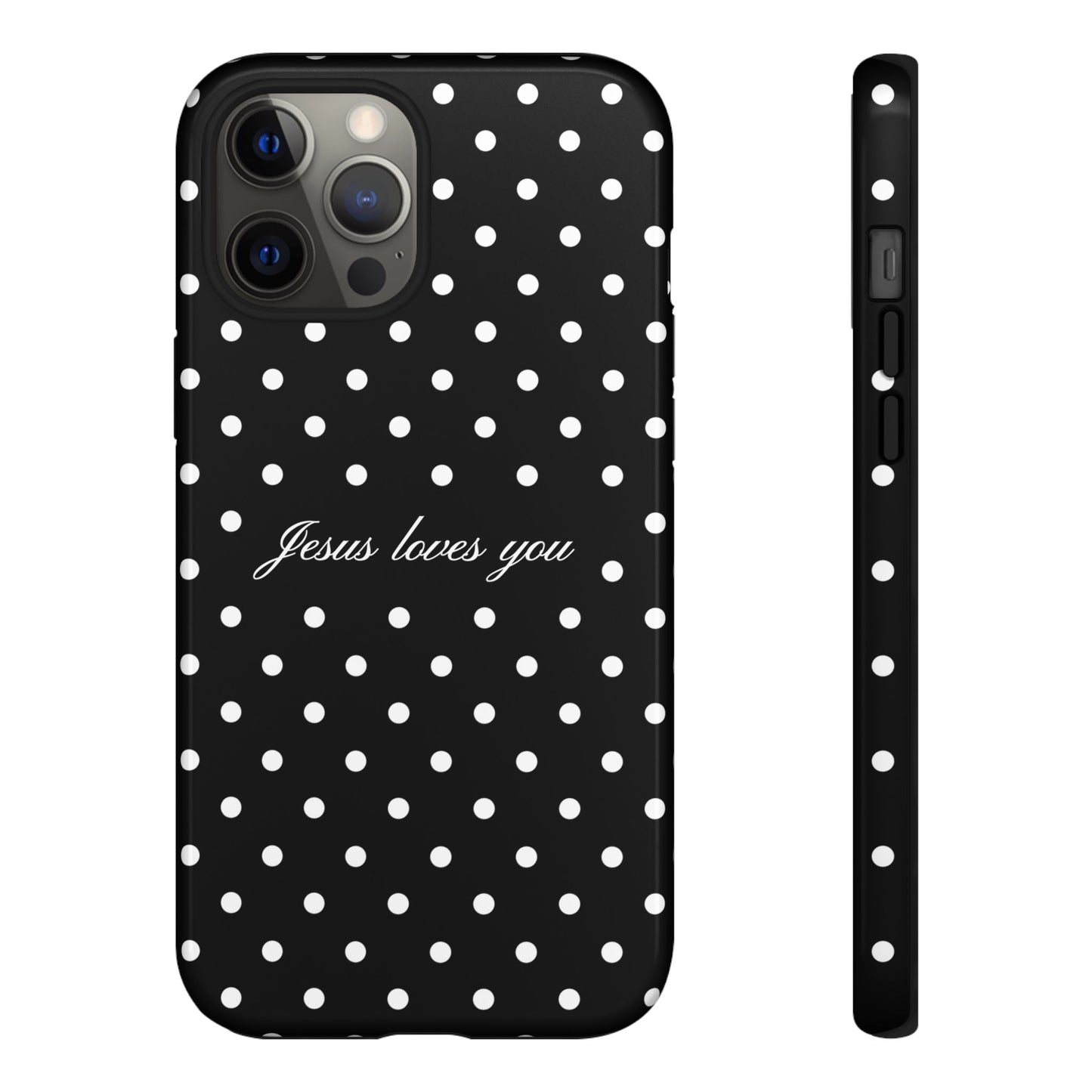 Jesus Loves You Black Polka Dot Phone Case