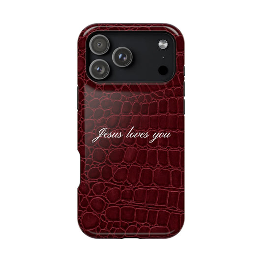 Jesus loves you Burgundy Croc MagSafe Phone Case