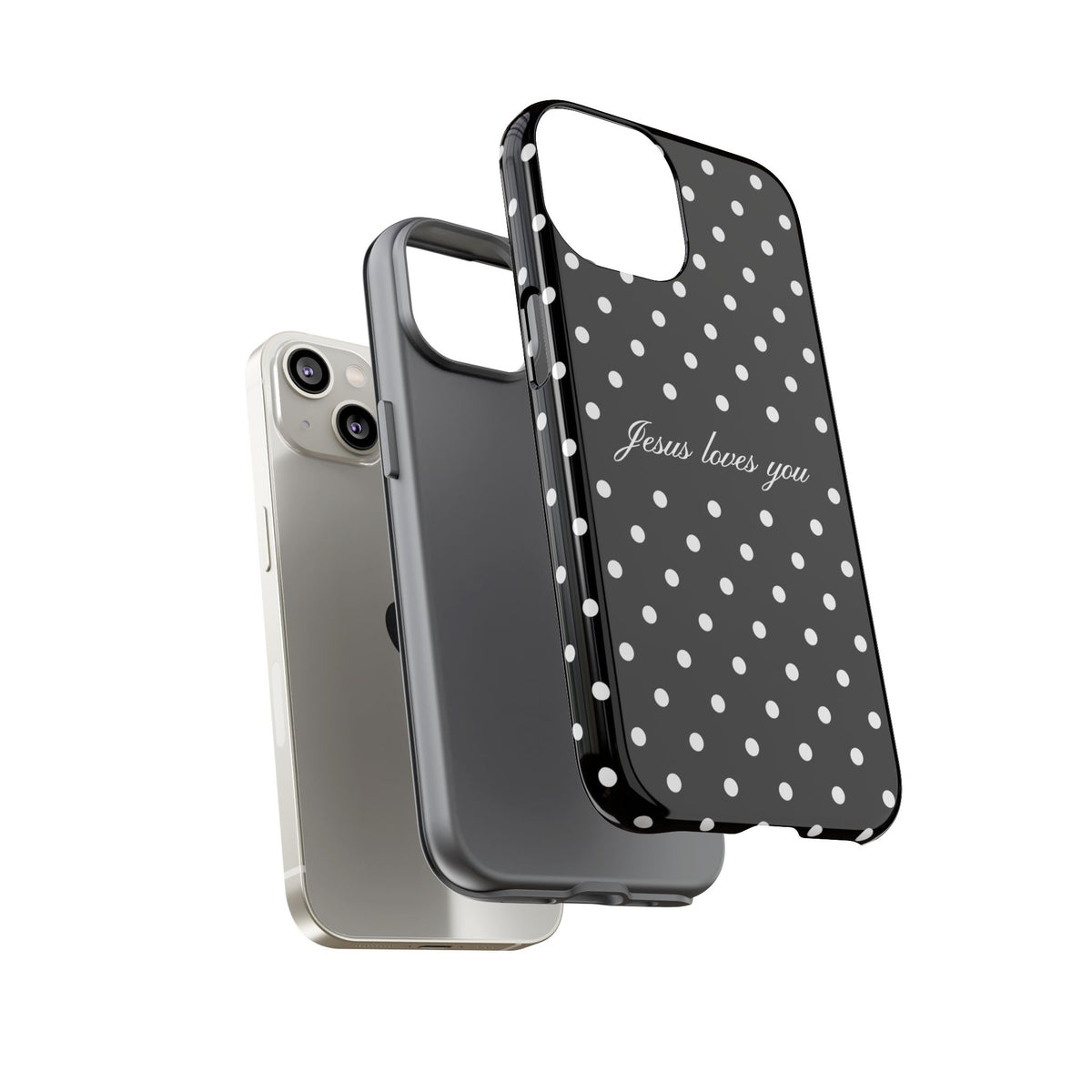 Jesus Loves You Black Polka Dot Phone Case