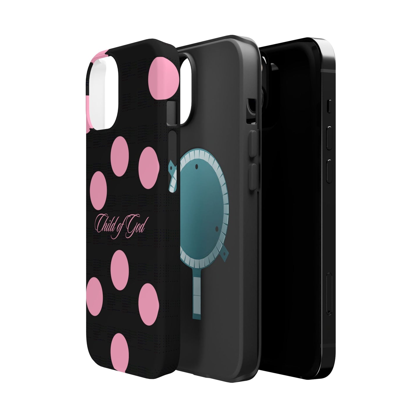 Child of God Pink and Black Polka Dot MagSafe Phone Case