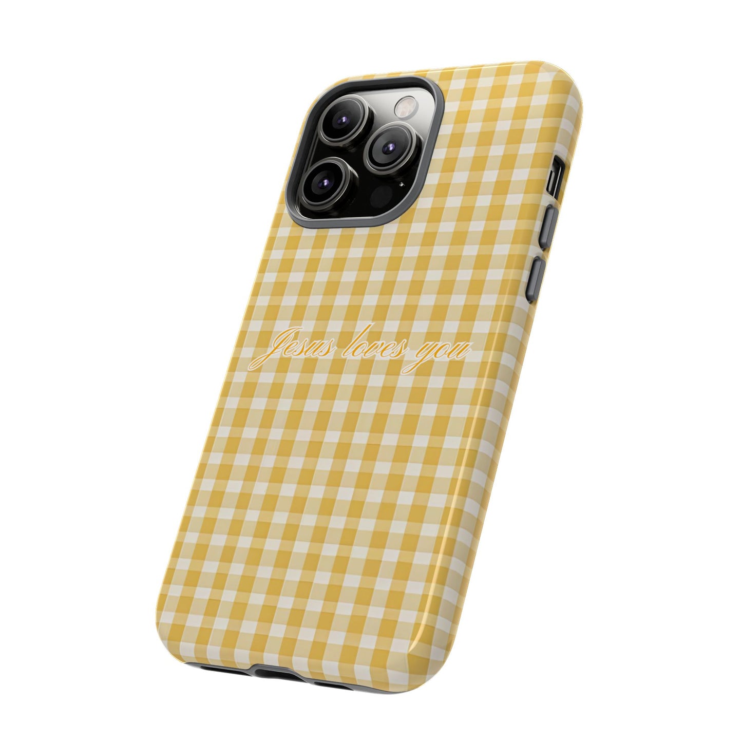 Jesus loves you Yellow Gingham Phone Case