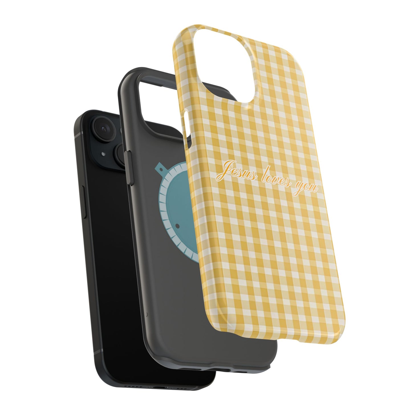 Jesus loves you Gingham Yellow Phone Case MagSafe