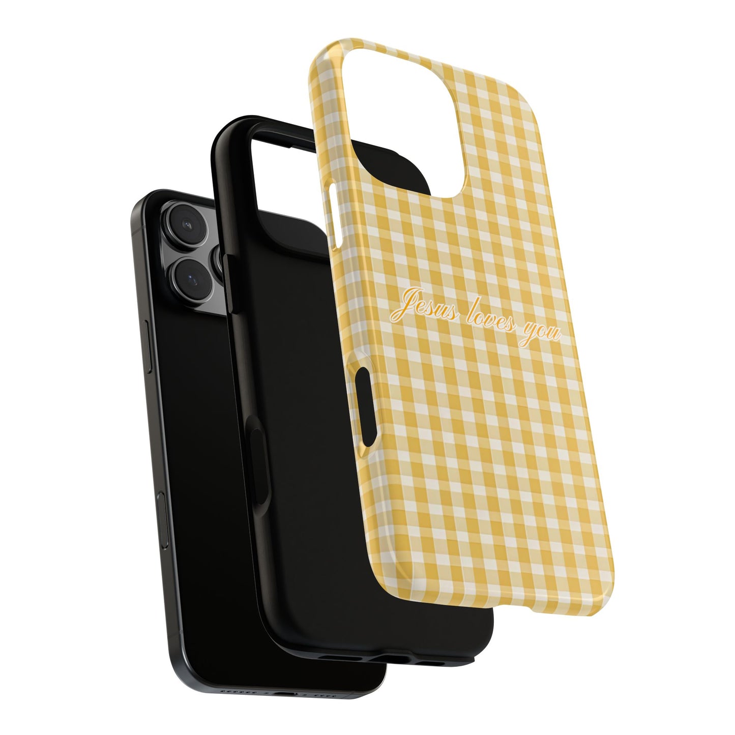 Jesus loves you Yellow Gingham Phone Case