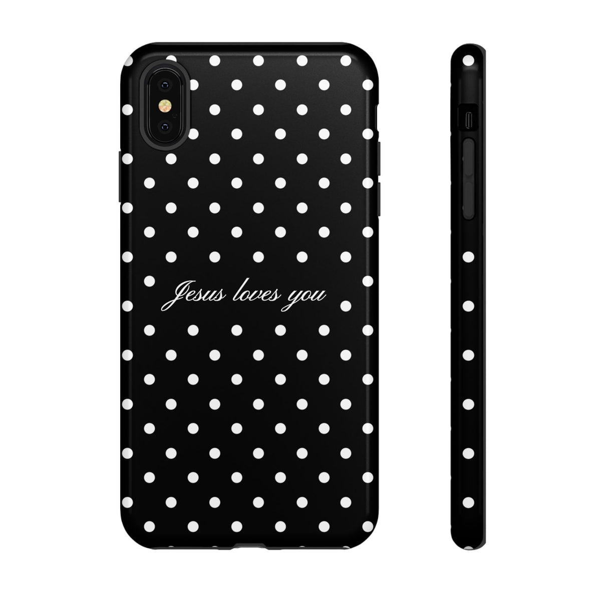 Jesus Loves You Black Polka Dot Phone Case