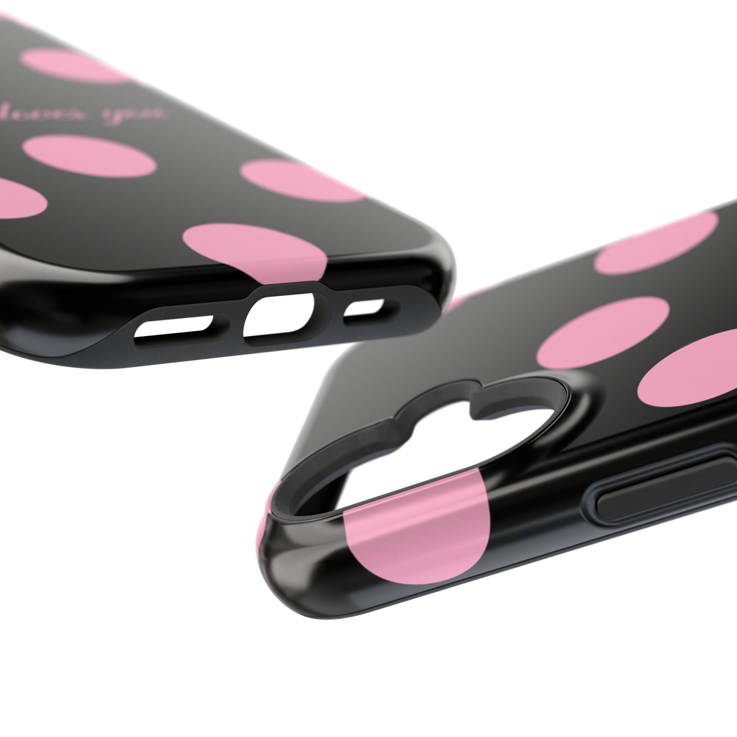 Jesus loves you Pink and Black Polka Dot MagSafe Phone Case