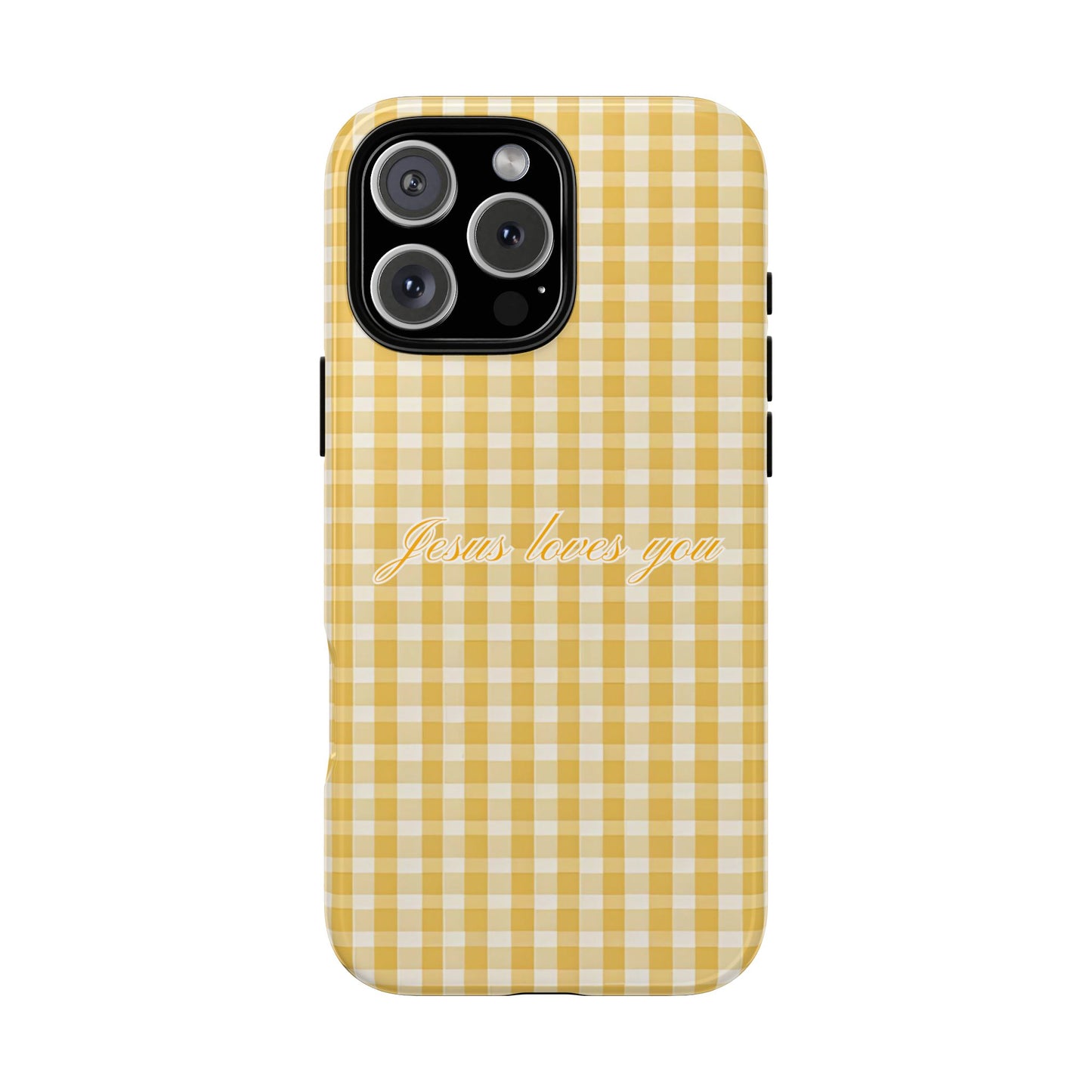 Jesus loves you Yellow Gingham Phone Case