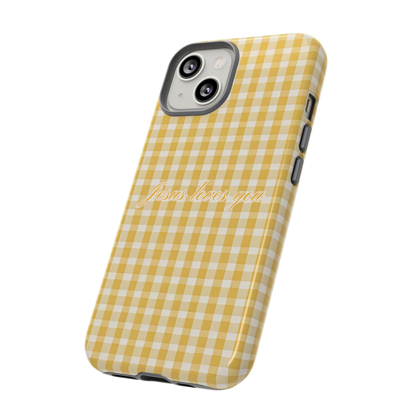 Jesus loves you Yellow Gingham Phone Case