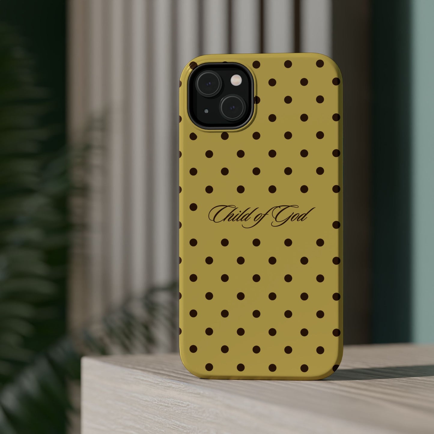 Child of God Yellow and Brown Polka Dot MagSafe Phone Case
