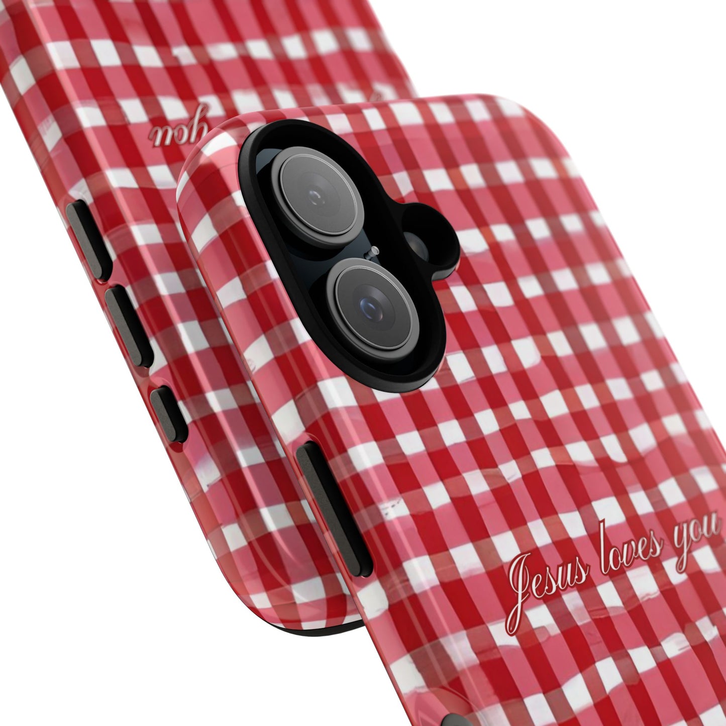 Jesus loves you Gingham phone case