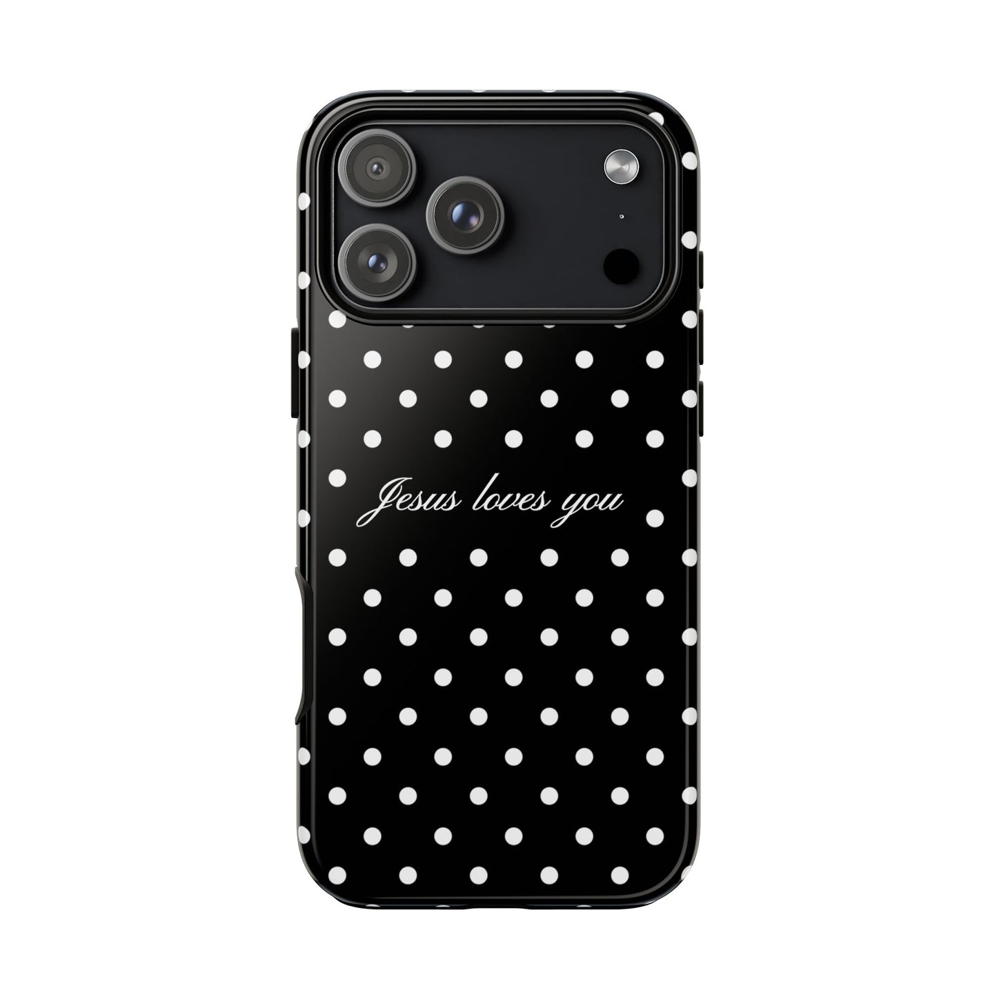 Jesus Loves You Black Polka Dot Phone Case