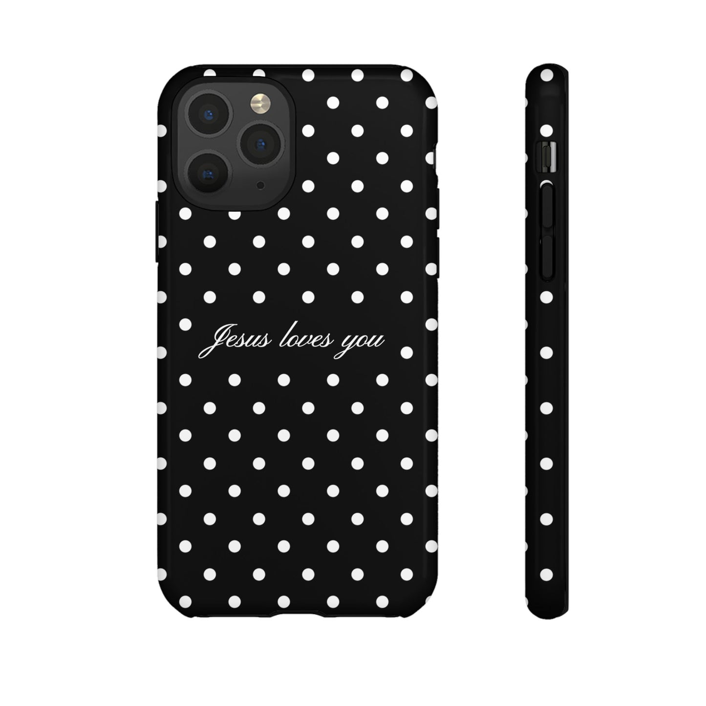 Jesus Loves You Black Polka Dot Phone Case