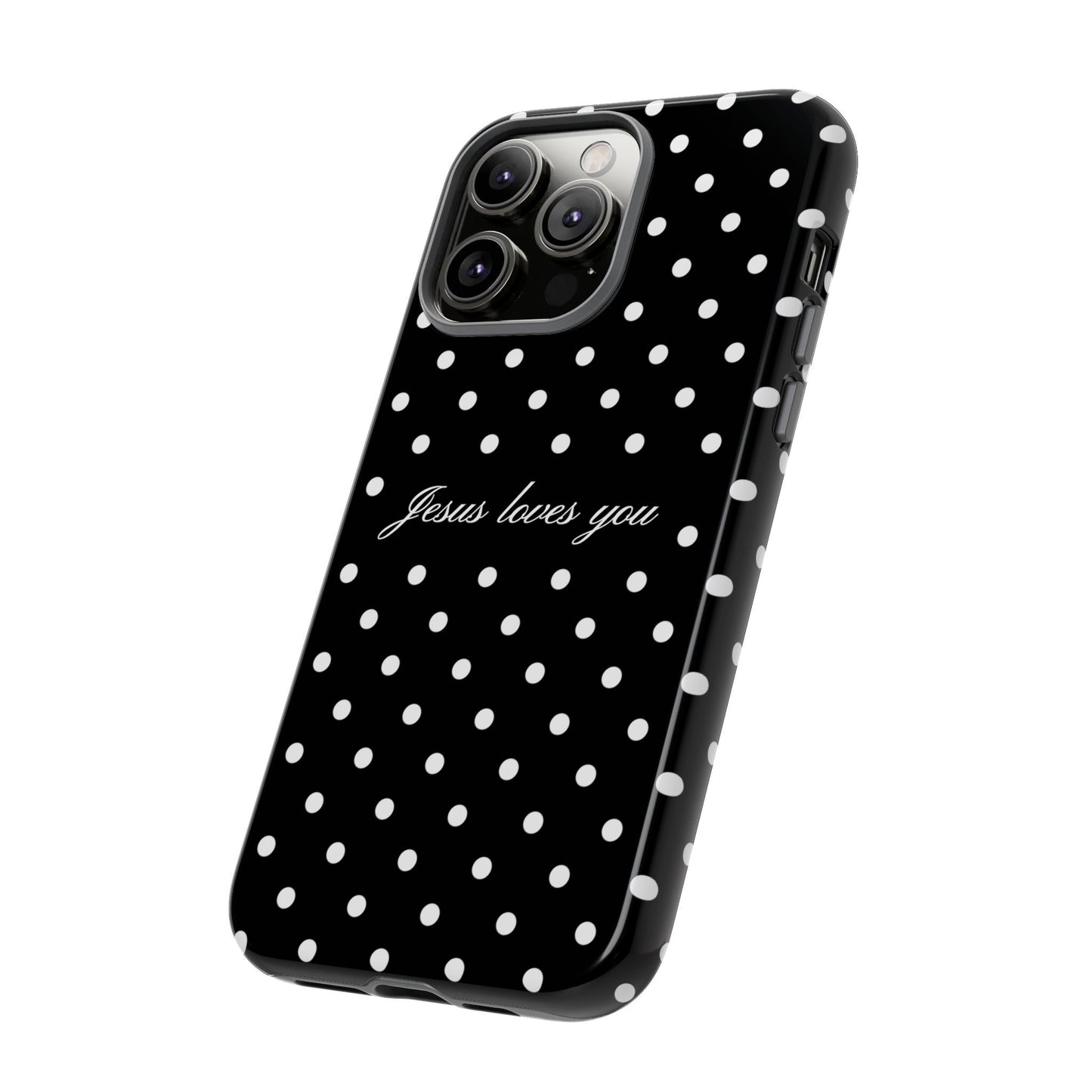 Jesus Loves You Black Polka Dot Phone Case
