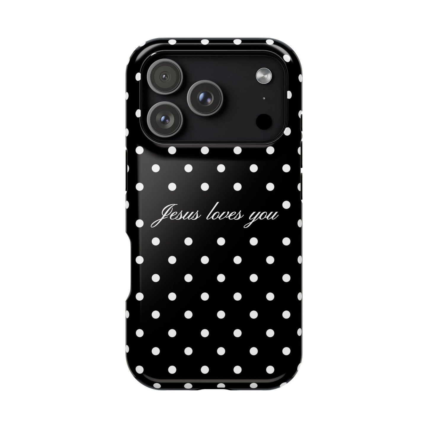 Jesus loves you Black Polka Dot Phone Case MagSafe