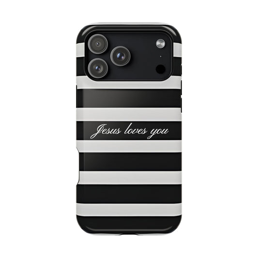 Jesus loves you Striped MagSafe Phone Case