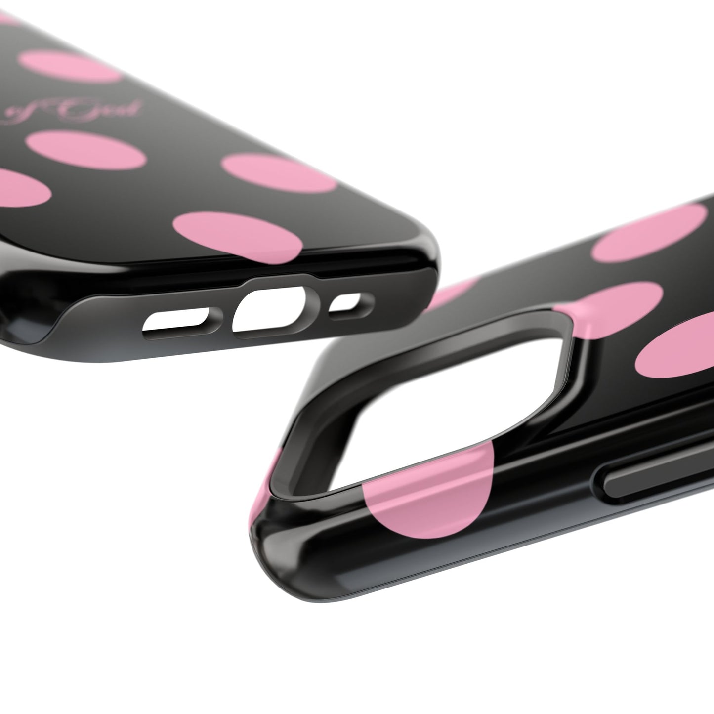 Child of God Pink and Black Polka Dot MagSafe Phone Case