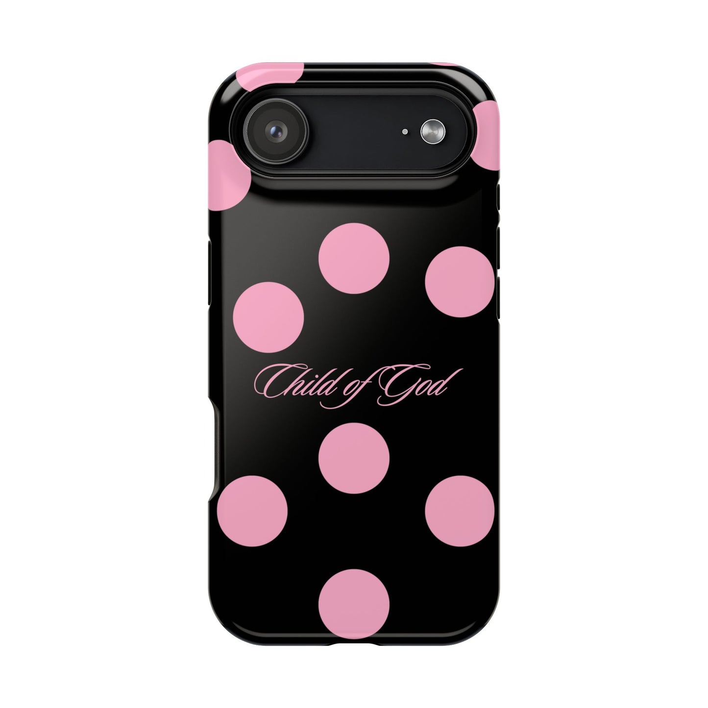 Child of God Pink and Black Polka Dot MagSafe Phone Case