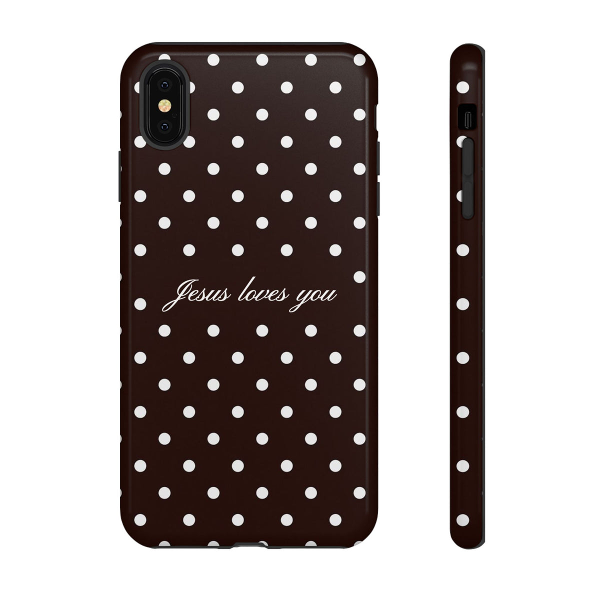 Jesus loves you Espresso Polka Dot Phone Case